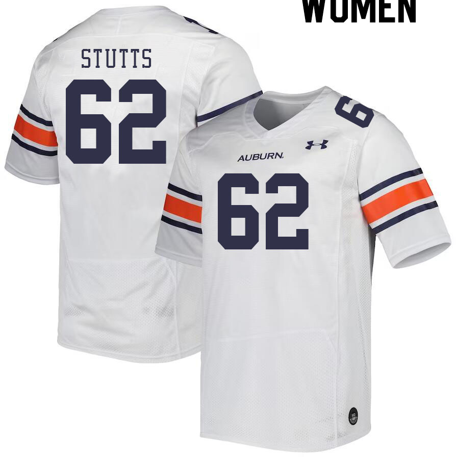 Women #62 Kameron Stutts Auburn Tigers College Football Jerseys Stitched-White